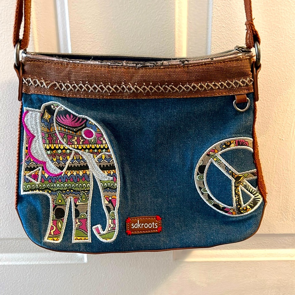 Sakroots One World Elephant Purse Adjustable Strap Artist Boho Bag‎ Peace -